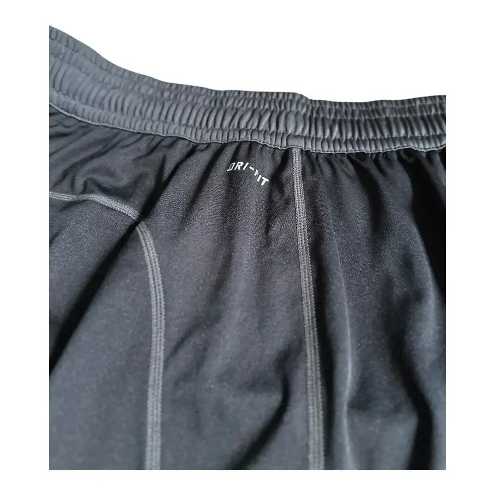Nike Mens Medium active gym shorts dri-fit black basketball shorts gray swoosh​ - Picture 8 of 8